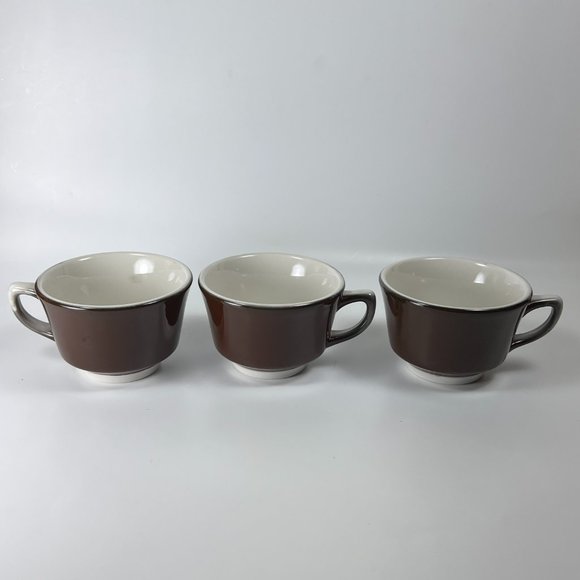 Vtg Jackson Custom China Coffee Mugs Cups Brown Restaurant Ware Union Made Lot 3 - Picture 2 of 9